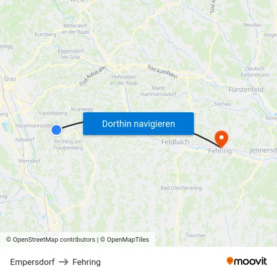 Empersdorf to Fehring map
