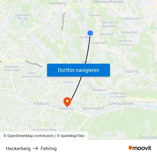 Hackerberg to Fehring map