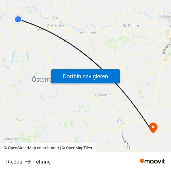 Riedau to Fehring map