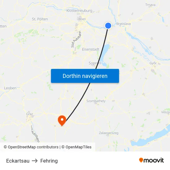 Eckartsau to Fehring map