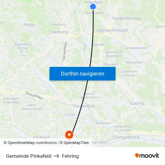 Gemeinde Pinkafeld to Fehring map