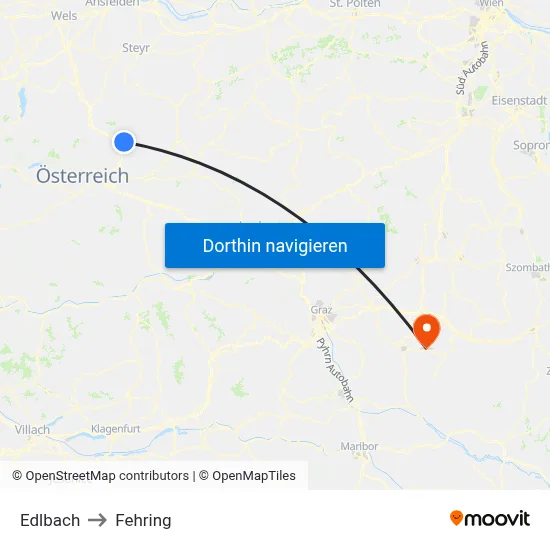 Edlbach to Fehring map