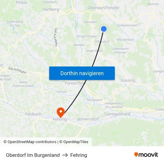 Oberdorf Im Burgenland to Fehring map
