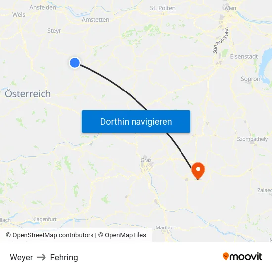 Weyer to Fehring map