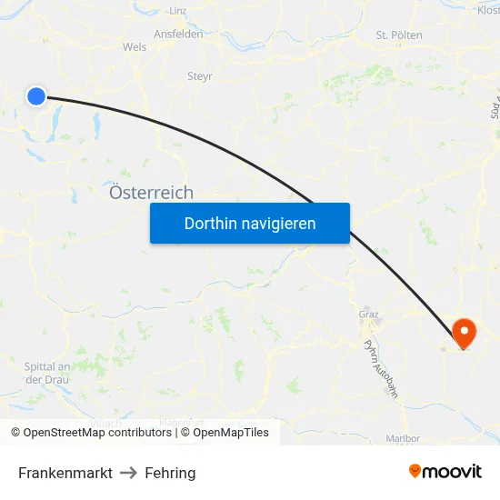 Frankenmarkt to Fehring map