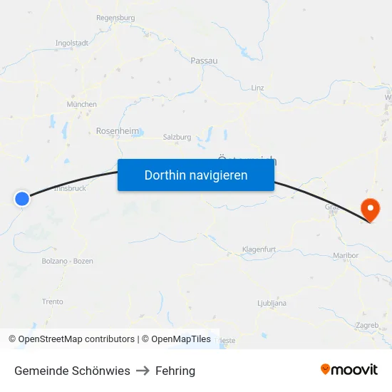 Gemeinde Schönwies to Fehring map