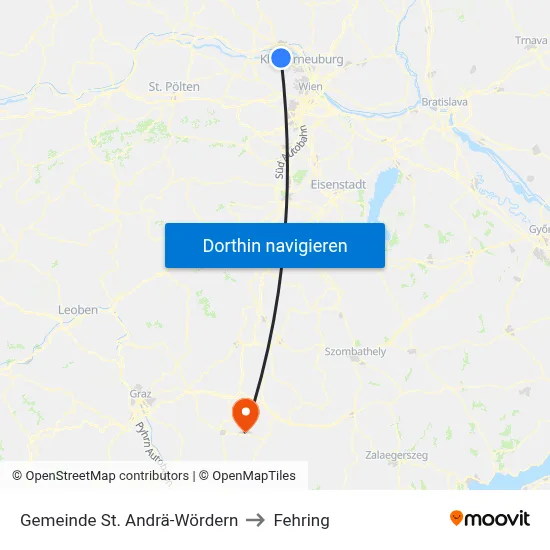 Gemeinde St. Andrä-Wördern to Fehring map