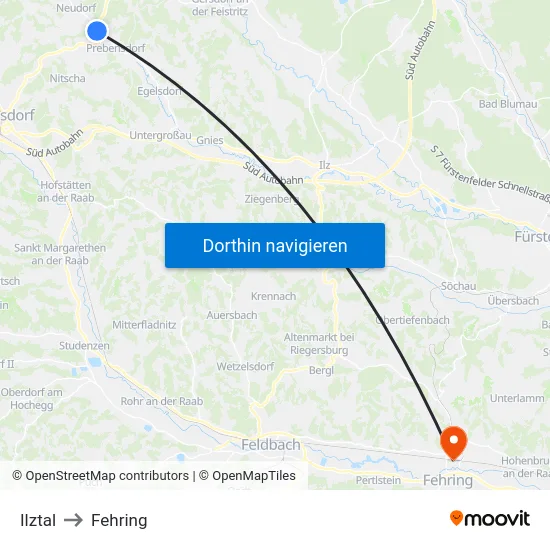 Ilztal to Fehring map