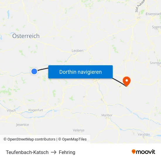 Teufenbach-Katsch to Fehring map