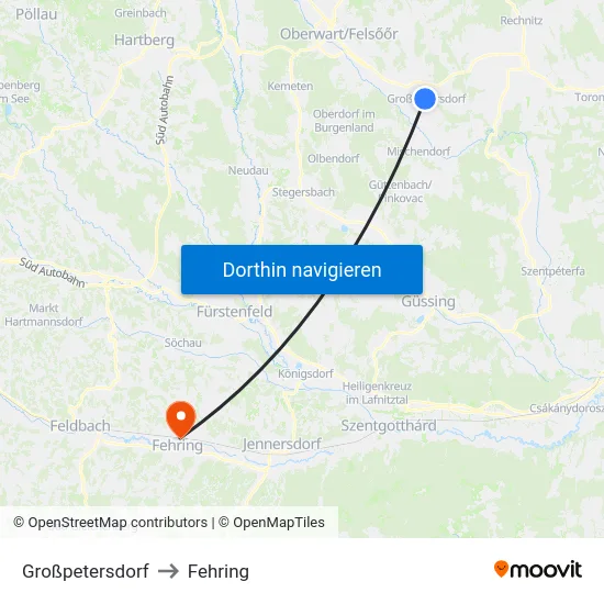 Großpetersdorf to Fehring map