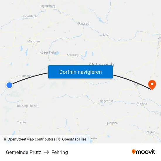Gemeinde Prutz to Fehring map