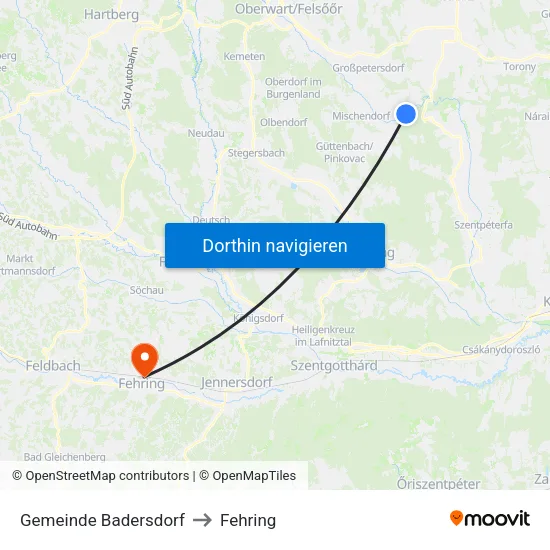 Gemeinde Badersdorf to Fehring map