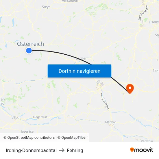 Irdning-Donnersbachtal to Fehring map