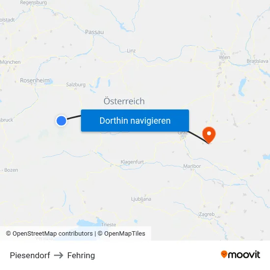 Piesendorf to Fehring map
