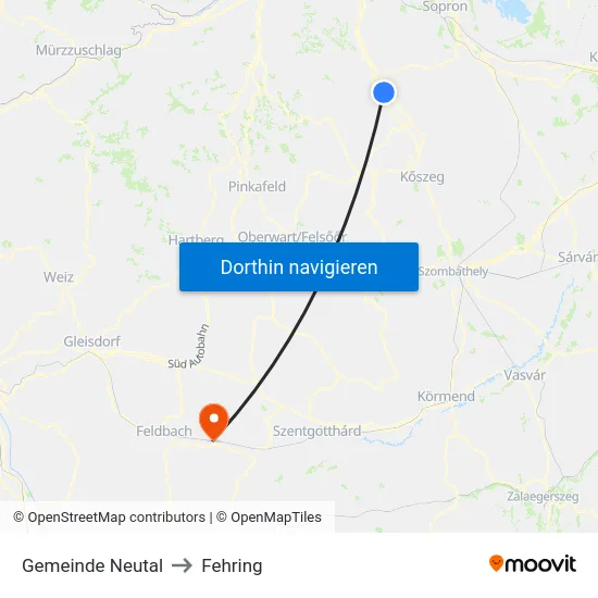 Gemeinde Neutal to Fehring map
