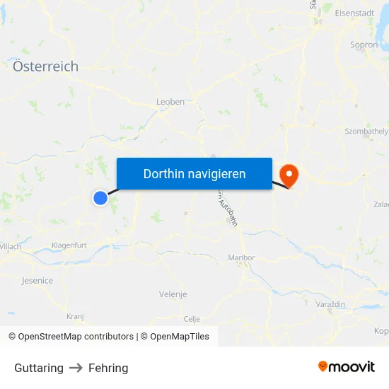 Guttaring to Fehring map