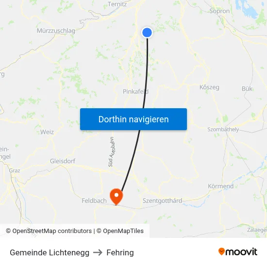 Gemeinde Lichtenegg to Fehring map
