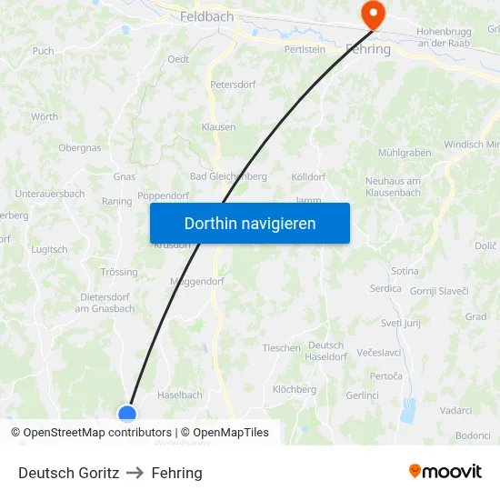 Deutsch Goritz to Fehring map
