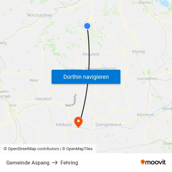 Gemeinde Aspang to Fehring map