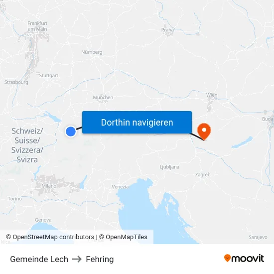 Gemeinde Lech to Fehring map