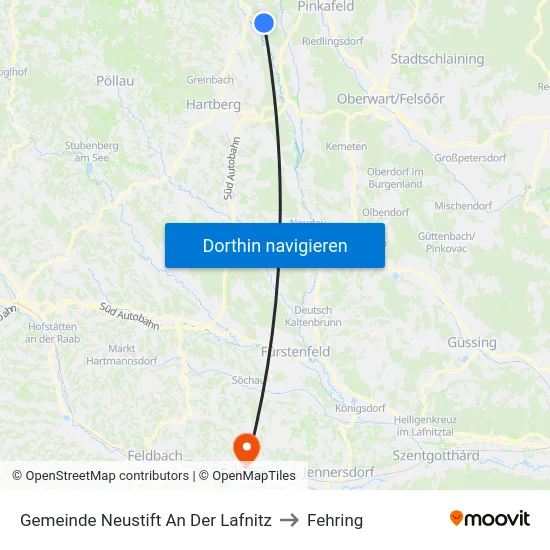 Gemeinde Neustift An Der Lafnitz to Fehring map