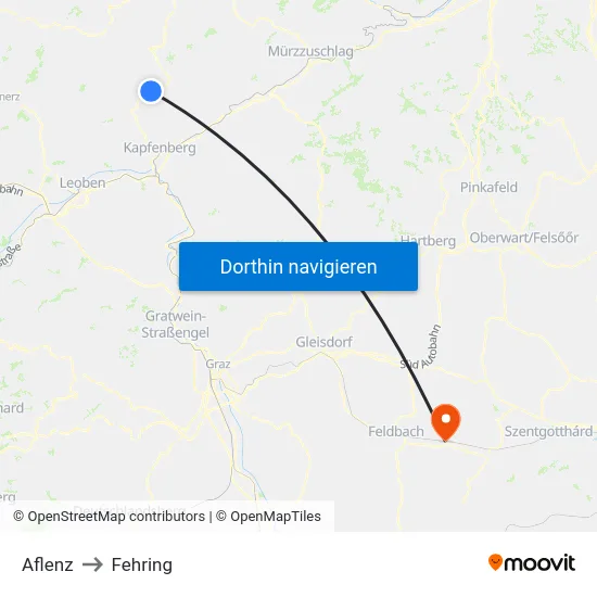 Aflenz to Fehring map