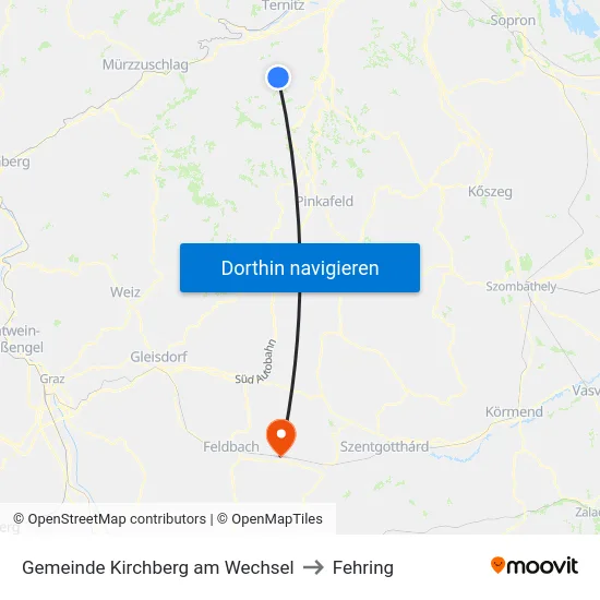 Gemeinde Kirchberg am Wechsel to Fehring map