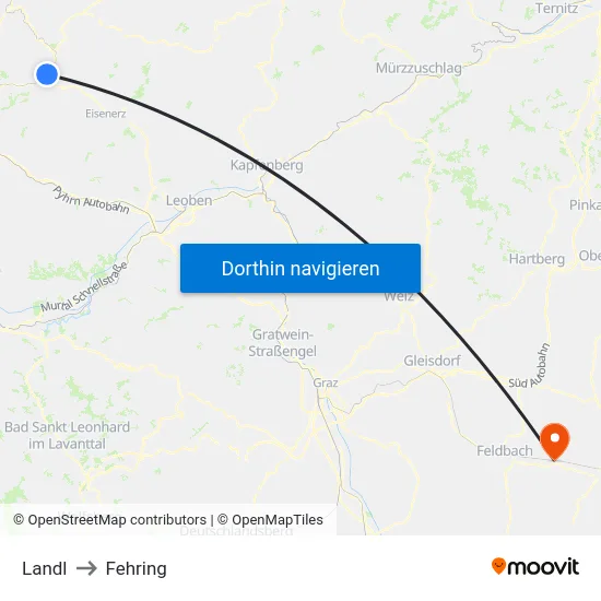 Landl to Fehring map