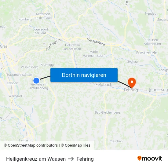 Heiligenkreuz am Waasen to Fehring map