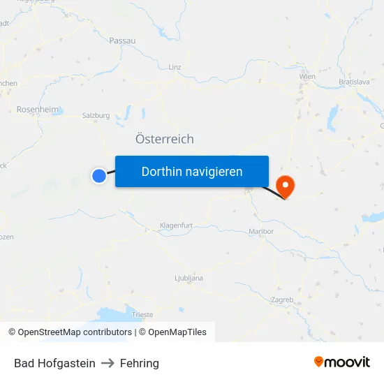 Bad Hofgastein to Fehring map