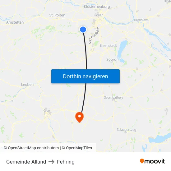 Gemeinde Alland to Fehring map