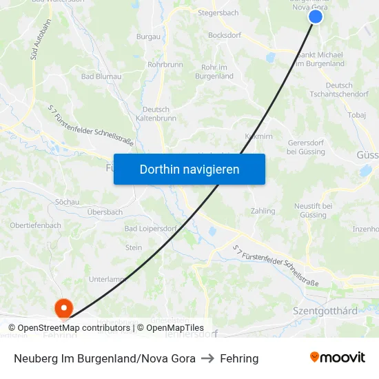 Neuberg Im Burgenland/Nova Gora to Fehring map