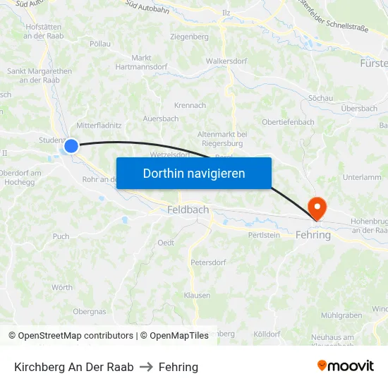 Kirchberg An Der Raab to Fehring map