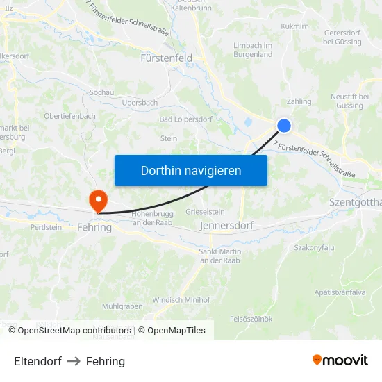 Eltendorf to Fehring map