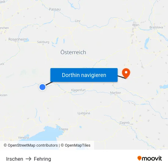 Irschen to Fehring map