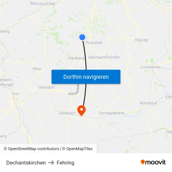 Dechantskirchen to Fehring map