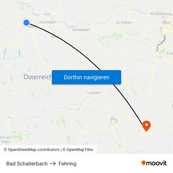 Bad Schallerbach to Fehring map