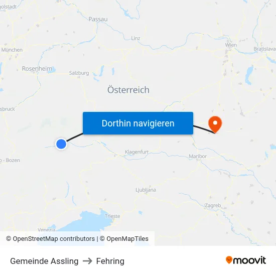 Gemeinde Assling to Fehring map