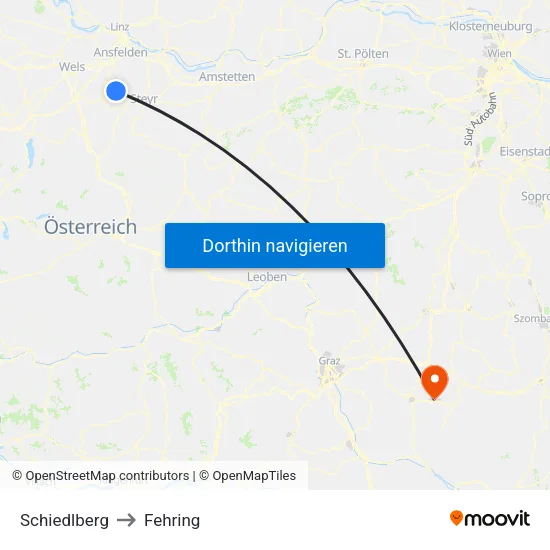 Schiedlberg to Fehring map