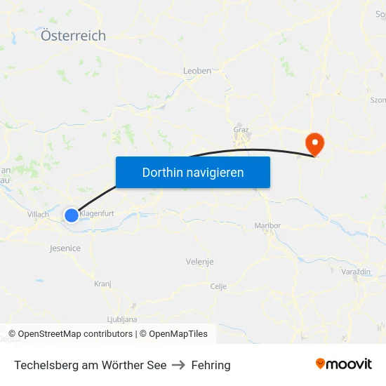 Techelsberg am Wörther See to Fehring map