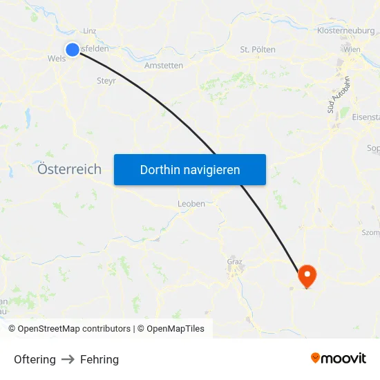 Oftering to Fehring map