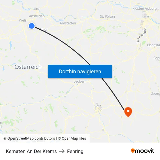 Kematen An Der Krems to Fehring map