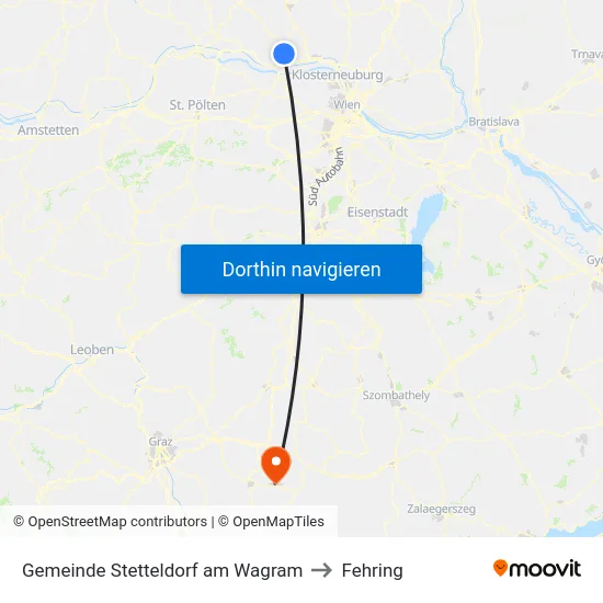 Gemeinde Stetteldorf am Wagram to Fehring map