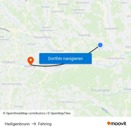 Heiligenbrunn to Fehring map