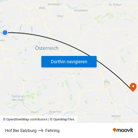 Hof Bei Salzburg to Fehring map