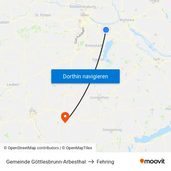 Gemeinde Göttlesbrunn-Arbesthal to Fehring map