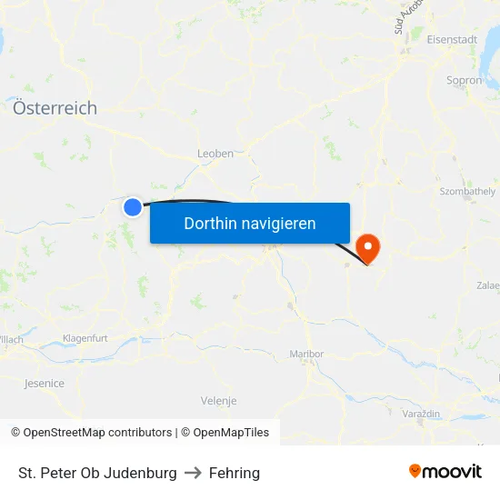 St. Peter Ob Judenburg to Fehring map