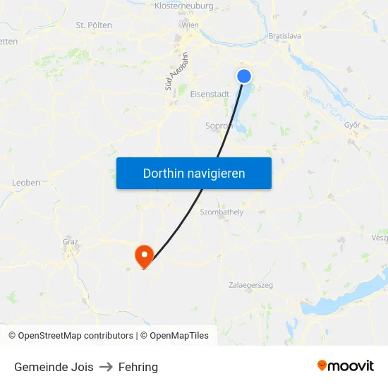 Gemeinde Jois to Fehring map