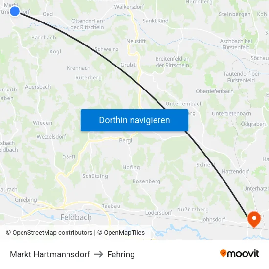 Markt Hartmannsdorf to Fehring map
