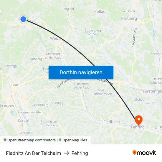 Fladnitz An Der Teichalm to Fehring map